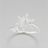 925 Pure Silver Melting Snow Snow Flower Fresh Fashion Opening Ring