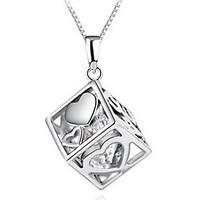 925 Fine Silver AAA Zircon Heart Love Pendant NecklaceImitation Diamond Birthstone