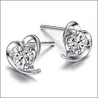 925 Silver Sterling Silver Jewelry Earrings Sample Lovely Heart Stud Earring 1Pair