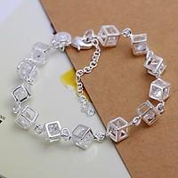 925 Silver Cube Zircon Charm Bracelet (1PC) Christmas Gifts