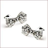 925 Silver Sterling Silver Jewelry Earrings Sample Bow AAA Zircon Stud Earring 1PairImitation Diamond Birthstone