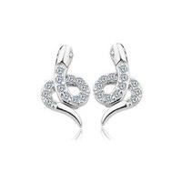 925 Sterling Silver Snake Style Zircon Stud Earrings