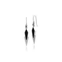 925 sterling silver art deco black onyx marcasite drop earrings