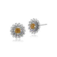 925 sterling silver 018ct citrine floral stud earrings