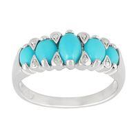 925 Sterling Silver Turquoise Five Stone Ring