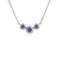 925 Sterling Silver 0.36ct Tanzanite Three Stone Necklace