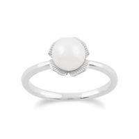 925 sterling silver ginkgo flower 188ct pearl ring