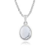 925 Sterling Silver 2.00ct Howlite Oval Pendant on 45cm Chain