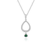 925 Sterling Silver 0.11ct Emerald Pendant on 45cm Chain