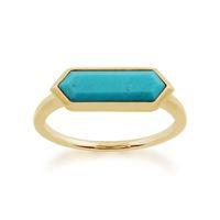 925 Gold Plated Sterling Silver 1.70ct Turquoise Hexagonal Prism Ring