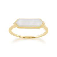 925 Gold Plated Silver 1.85ct Mother of Pearl Hexagonal Prism Ring