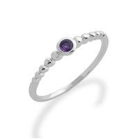 925 Sterling Silver 0.08ct Amethyst February Birthstone Stack Ring