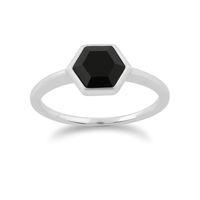 925 Sterling Silver 1.10ct Black Onyx Hexagonal Prism Ring