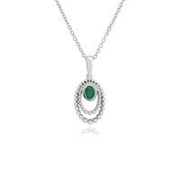 925 Sterling Silver 0.18ct Emerald Pendant on 45cm Chain