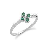 925 Sterling Silver 0.19ct Emerald May Birthstone Stack Ring