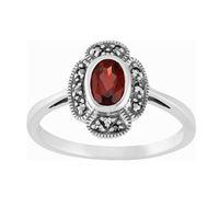 925 sterling silver 050ct garnet marcasite cluster ring