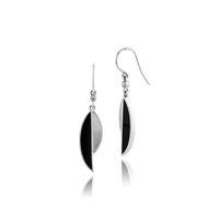 925 Sterling Silver Mother of Pearl, Black Onyx & Marcasite Earrings