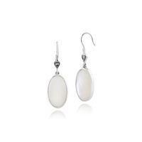 925 Sterling Silver 11ct Mother of Pearl & Marcasite Drop Earrings
