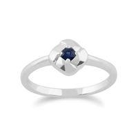 925 sterling silver 013ct sapphire square crossover ring