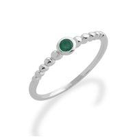 925 Sterling Silver 0.11ct Emerald May Birthstone Stack Ring