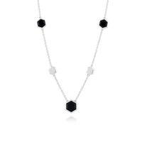 925 sterling silver 545ct black onyx hexagonal prism necklace 45cm