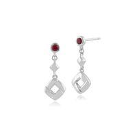 925 Sterling Silver 0.16ct Ruby Square Crossover Drop Earrings