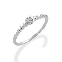 925 Sterling Silver 0.02ct Diamond April Birthstone Stack Ring