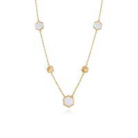 925 Gold Plated Silver 5.50ct Mother of Pearl Hexagonal Prism Necklace 45cm