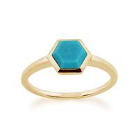 925 gold plated sterling silver 085ct turquoise hexagonal prism ring