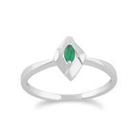 925 Sterling Silver 0.07ct Emerald Crossover Ring