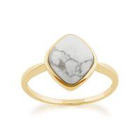 925 Gold Plated Sterling Silver 3.40ct Howlite Ring