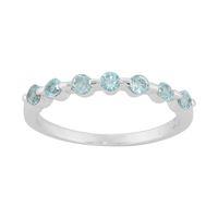 925 Sterling Silver 0.52ct Natural Blue Topaz Half Eternity Style Band Ring