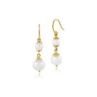 925 Gold Plated Sterling Silver 3.32ct Freshwater Pearl Drop Earrings