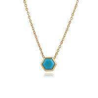 925 Gold Plated Silver 0.95ct Turquoise Hexagonal Prism Necklace 45cm