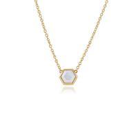 925 Gold Plated Silver 1.95ct Mother of Pearl Hexagonal Prism Necklace 45cm