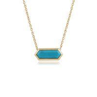 925 Gold Plated Silver 1.95ct Turquoise Hexagonal Prism Necklace 45cm