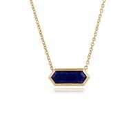 925 gold plated silver 200ct lapis lazuli hexagonal prism necklace 45c ...