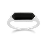 925 Sterling Silver 1.50ct Black Onyx Hexagonal Prism Ring