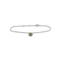 925 Sterling Silver 0.16ct Citrine Floral 19cm Bracelet