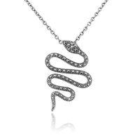 925 sterling silver 050ct marcasite art nouveau snake necklace