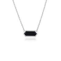 925 Sterling Silver 2.00ct Black Onyx Hexagonal Prism Necklace 45cm