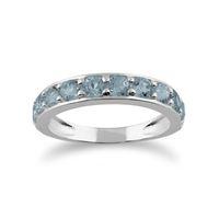 925 Sterling Silver 1.72ct Blue Topaz Half Eternity Ring