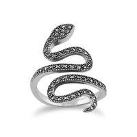 925 sterling silver 046ct marcasite art nouveau snake ring