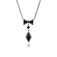925 Sterling Silver 0.65ct Black Onyx & Marcasite Art Deco 45cm Necklace