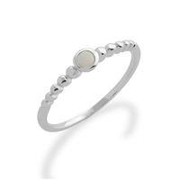 925 Sterling Silver 0.06ct Opal October Birthstone Stack Ring