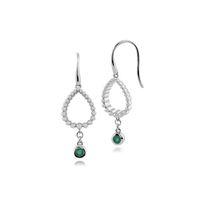 925 Sterling Silver 0.14ct Emerald Drop Earrings