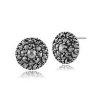 925 sterling silver 128ct marcasite circular stud earrings