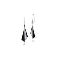 925 sterling silver art deco black white enamel marcasite drop earring ...