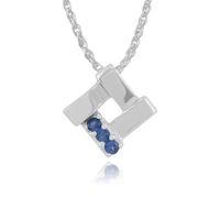 925 Sterling Silver 0.05ct Sapphire Square Crossover Pendant on 45cm Chain