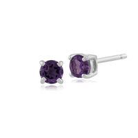 925 Sterling Silver Amethyst Round Stud Earrings 3.50mm Claw Set